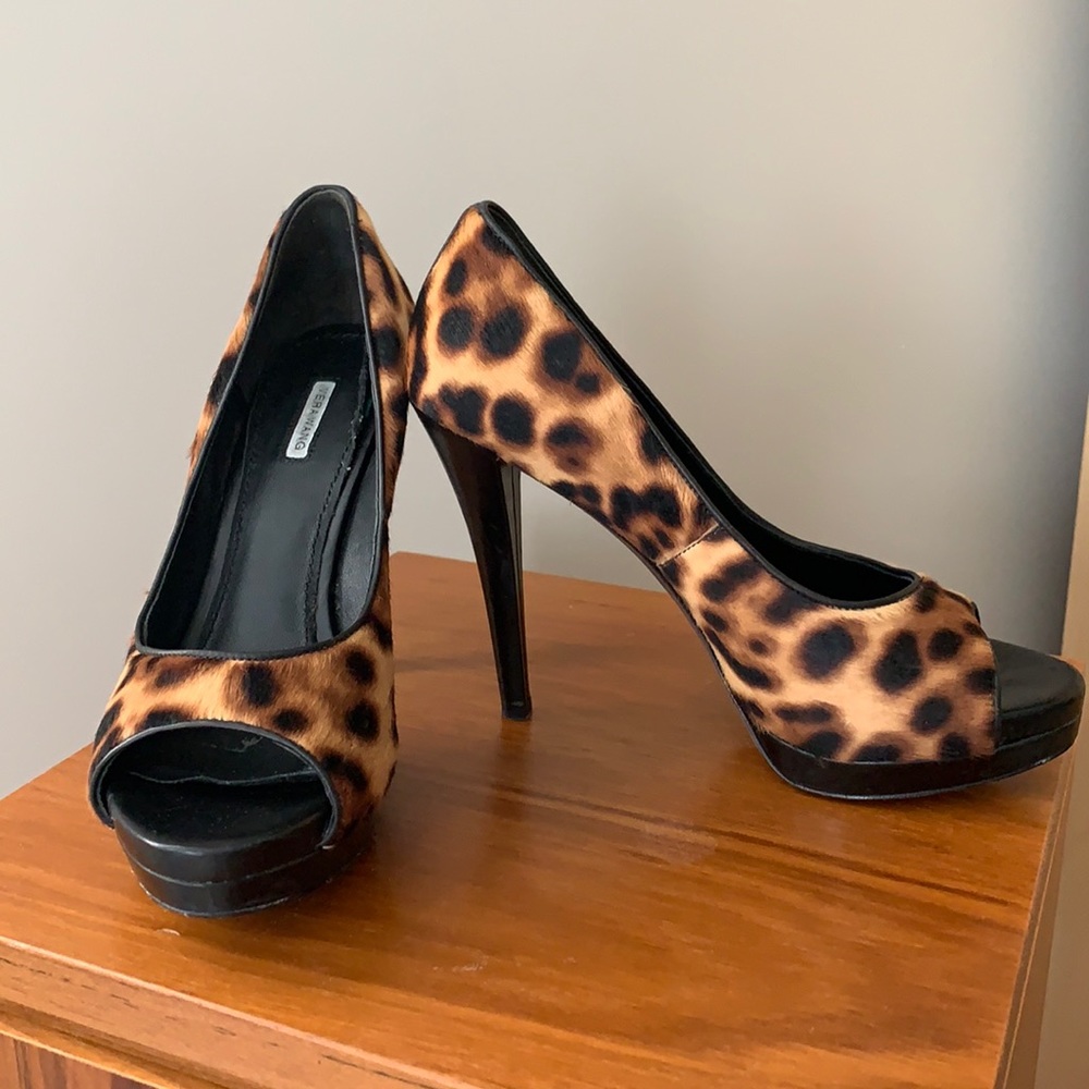 Vera Wang Pony Hair Selina Peep Toe Heel Shoes